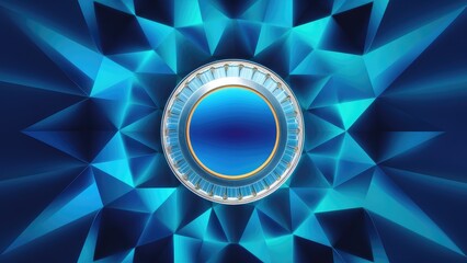 Leinwandbilder -  Vibrant Blue Geometric Gradient Wallpaper for Landing Page Design - 3D Rendered Background