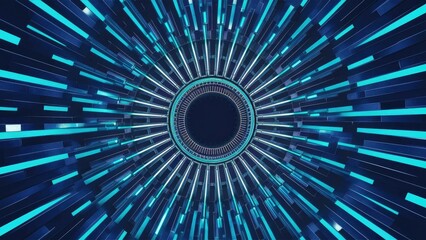 Poster - Vibrant Blue High-Tech Geometric Abstract Background Featuring Dynamic Lines