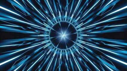 Poster - Vibrant Blue High-Tech Geometric Abstract Background Featuring Dynamic Lines