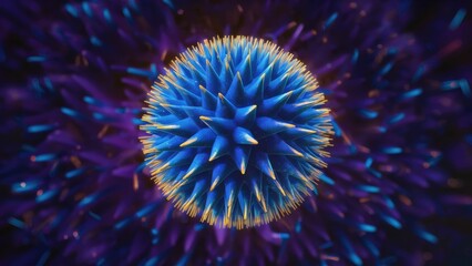 Poster - Vibrant Blue Spiky Ball Texture Background