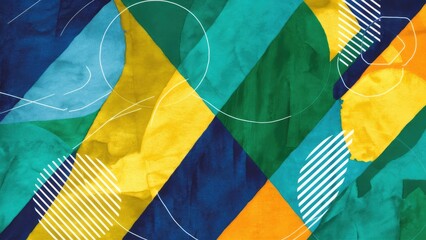 Poster - Vibrant Geometric Watercolor Line Art Pattern for Contemporary Carpet Background