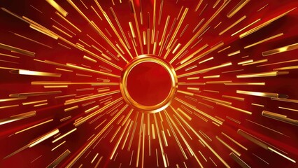 Poster - Vibrant Golden and Red Circles with Radiant Rays - Abstract Background