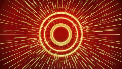 Poster - Vibrant Golden and Red Circles with Radiant Rays - Abstract Background