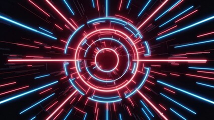 Poster - Vibrant Neon Technology Animation with Abstract Energy Flow and Multicolored Glow