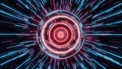 Poster - Vibrant Neon Technology Animation with Abstract Energy Flow and Multicolored Glow