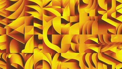 Poster -  Vibrant abstract geometric pattern featuring dominant yellow tones. 3D illustration.