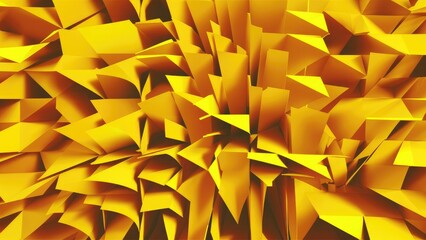 Poster -  Vibrant abstract geometric pattern featuring dominant yellow tones. 3D illustration.