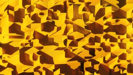 Poster -  Vibrant abstract geometric pattern featuring dominant yellow tones. 3D illustration.