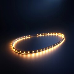 Poster - A flexible LED light strip emitting a warm white light, arranged in a loop shape, providing continuous and consistent lighting, perfect for modern home decor and lighting designs.