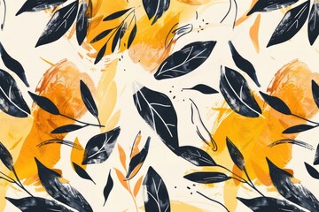 Poster - A design featuring a repeating pattern of oranges and leaves on a white background, suitable for use in various contexts including branding and marketing materials