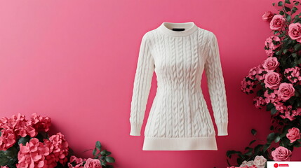 White Cable Knit Sweater.