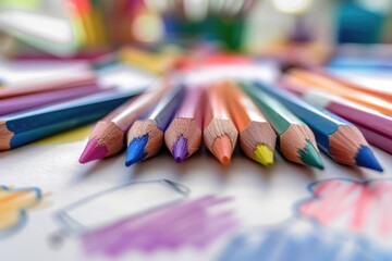 Poster - A collection of colorful pencils arranged on a flat surface, ready for creative use