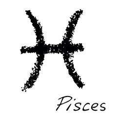 Hand drawn pisces zodiac sign Esoteric symbol doodle Astrology clipart Element for design