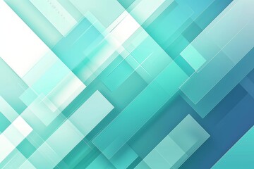 Abstract green turquoise and blue gradient geometric shape overlay layer background. Bright color diagonal square shapes elements. Modern white geometric texture, Generative AI