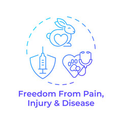 Sticker - Freedom from pain, injury and disease blue gradient concept icon. Animal welfare, healthcare. Round shape line illustration. Abstract idea. Graphic design. Easy to use in infographic, presentation