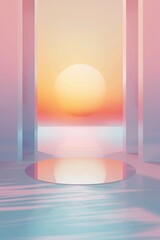 Poster - A serene moment at sunset with the ocean stretching out in the distance