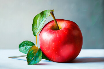 Wall Mural - drawn red appetizing apple on a white background