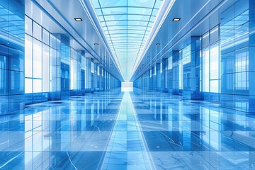 Poster - Glass Hallway with Skylight and Reflective Floor
