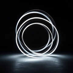 Leinwandbilder - This image features swirling, luminous circles of light set against a dark background, creating an impression of motion and energy in a modern and abstract style.
