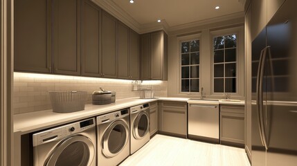 Poster - Modern Laundry Room with Stainless Steel Appliances