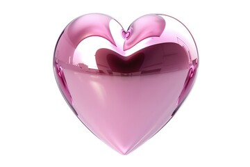 Poster - A pink heart-shaped object sits alone on a white background, perfect for romantic or festive uses