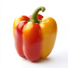 Wall Mural - A vibrant bell pepper showcasing a mix of red and yellow colors, emphasizing freshness.