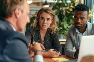 Wall Mural - Business persons on meeting in the office Group of business persons in business meeting. Group of entrepreneurs on meeting in board room. Corporate business team on meeting in the office. Multiracial 