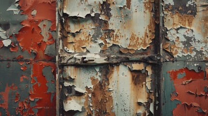 Sticker - A close-up shot of peeling paint on a wall, great for interior design or renovation projects