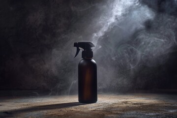 Poster - A spray bottle sits on top of a wooden table, ready for use