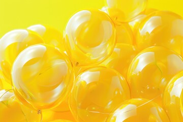 Poster - A bunch of yellow balloons drifting gently through the air