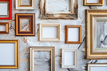 Poster - A collection of picture frames on a wall, perfect for decorating and displaying photos