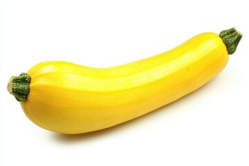 Wall Mural - A single yellow zucchini placed on a white background.