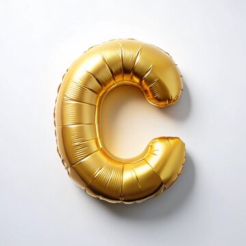 Golden alphabet, 3d inflated effect on white background