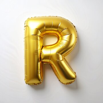 Golden alphabet, 3d inflated effect on white background