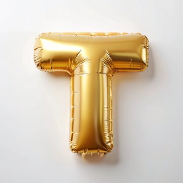 Golden alphabet, 3d inflated effect on white background