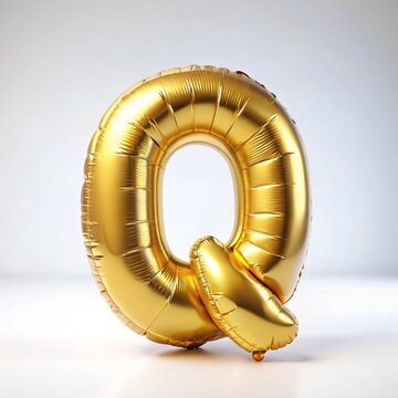 Golden alphabet, 3d inflated effect on white background