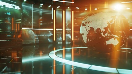 Aufkleber - A globe sitting on a table in a dimly lit room, ideal for use in presentations or designs about travel, exploration, or education