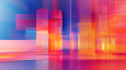 Poster - Abstract vibrant shapes and colors blending seamlessly, creating a dynamic, modern background with a futuristic feel