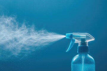 Poster - A blue spray bottle with a spray of water, great for various uses such as gardening, cleaning, and more
