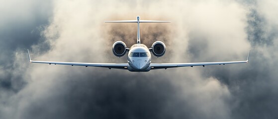 Wall Mural - Private jet with its engines spewing out a mixture of smoke and toxic waste barrels, illustrating the pollution and environmental harm associated with luxury air travel