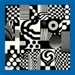 © hamza - Brutalist geometric shapes, modern symbols. Groovy checkered pattern, distorted tiled grid. Simple elements, forms