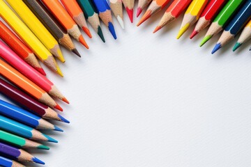 Poster - A set of colorful pencils organized in a circular pattern, ideal for use in illustrations and designs