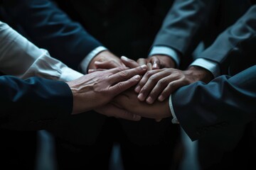 Poster - There's nothing we can't do together Cropped shot of a group of businesspeople joining their hands in solidarity