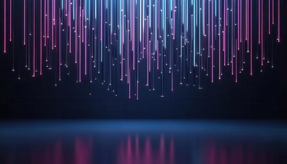 Poster - Abstract neon light lines background with vibrant blue and pink colors, perfect for modern technology and digital concepts.