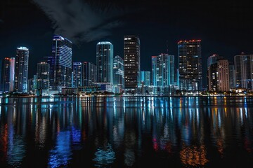 Beautiful skyline of downtown at night - city concepts