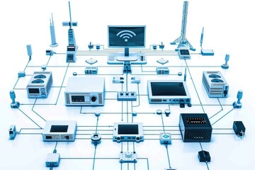 Poster - A collection of electronic devices linked together