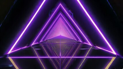 Poster - Exploring a mesmerizing abstract purple space with glowing neon lights and geometric shapes