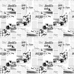 Fototapete - Scattered letters alphabet seamless pattern. Vector black paint texture. Stamp typography banner. Grunge bold font with dry brush . Childish style capital letters. Hand drawn typography banner.