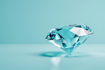 Poster - A blue diamond gemstone sitting on a table, perfect for jewelry or luxury settings