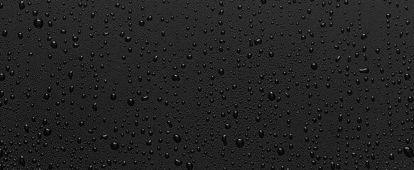 Leinwandbilder - Water drops on abstract black background.